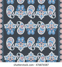 paisley seamless textile pattern in asian batik style