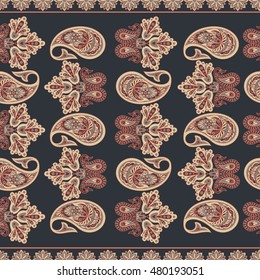 paisley seamless textile pattern in asian batik style