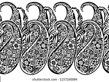 Paisley seamless vector border