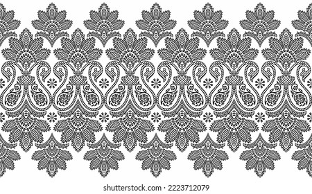 Paisley seamless vector floral border