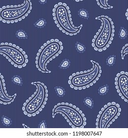 Paisley seamless vector navy background pattern. 