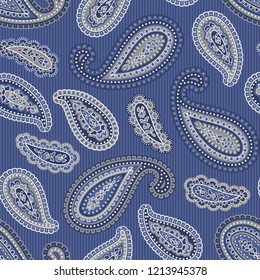 Paisley seamless vector navy background pattern. 