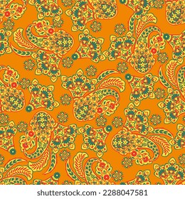 paisley seamless Vector pattern. batik style background