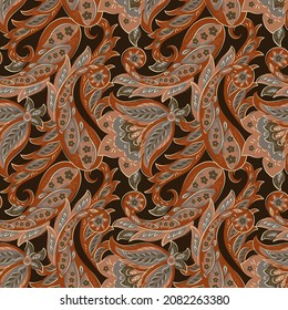 Paisley seamless vector pattern. Fabric Indian floral ornament 