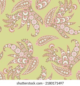 Paisley seamless vector pattern. Fabric Indian floral ornament 