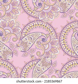 Paisley seamless vector pattern. Fabric Indian floral ornament 