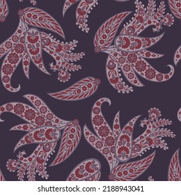 Paisley seamless vector pattern. Fabric Indian floral ornament 