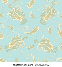 Paisley seamless vector pattern. Fabric Indian floral ornament