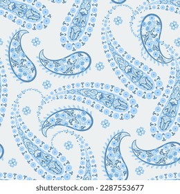 Paisley seamless vector pattern for fabric design. Vintage textile backgournd