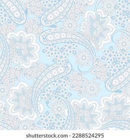 Paisley seamless vector pattern. Fabric Indian floral ornament 