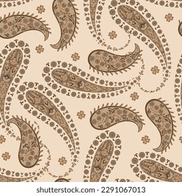Paisley seamless vector pattern for fabric design. Vintage textile backgournd