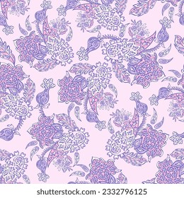 Paisley seamless vector pattern. Fabric Indian floral ornament 