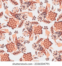 Paisley seamless vector pattern. Fabric Indian floral ornament 