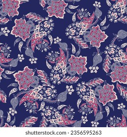 Paisley seamless vector pattern. Fabric Indian floral ornament 
