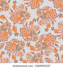 Paisley seamless vector pattern. Fabric Indian floral ornament 