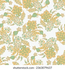 Paisley seamless vector pattern. Fabric Indian floral ornament 