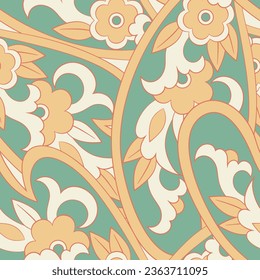 Paisley seamless vector pattern. Fabric Indian floral ornament 