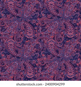 Paisley seamless vector pattern. Fabric Indian floral ornament 