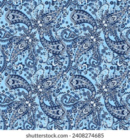 Paisley seamless vector pattern. Fabric Indian floral ornament 