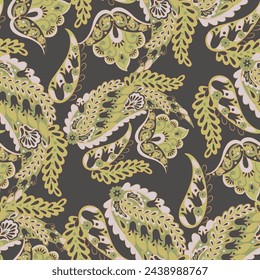 Paisley seamless vector pattern. Fabric Indian floral ornament 