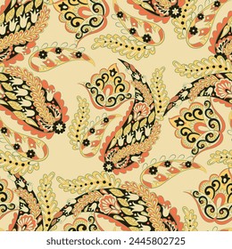 Paisley seamless vector pattern. Fabric Indian floral ornament 