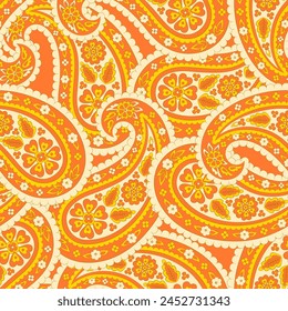 Paisley seamless vector pattern. Fabric Indian floral ornament 