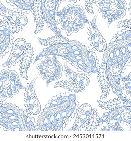 Paisley seamless vector pattern. Fabric Indian floral ornament 