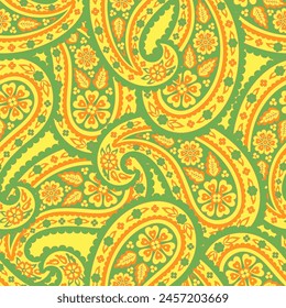 Paisley seamless vector pattern. Fabric Indian floral ornament 