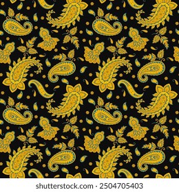 Paisley seamless vector pattern. Fabric Indian floral ornament 