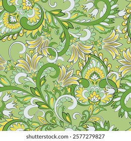 Paisley seamless vector pattern. Fabric Indian floral ornament 