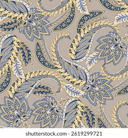 Padrão de vetor sem emenda Paisley. Tecido Ornamento floral indiano 