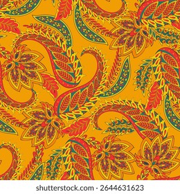 Patrón de Vector sin costuras Paisley. Ornamento floral indio de la tela 