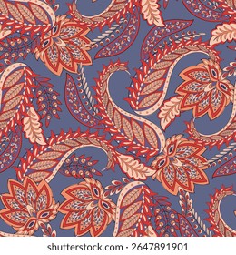Patrón de Vector sin costuras Paisley. Ornamento floral indio de la tela 
