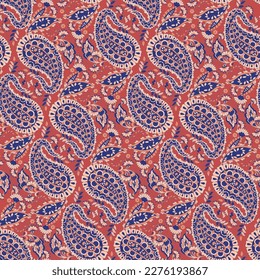 Paisley seamless vector pattern with flowers in indian style.