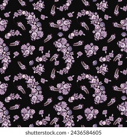 Paisley seamless vector pattern with flowers in indian style.