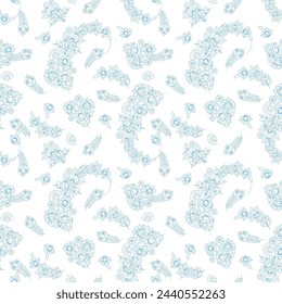 Paisley seamless vector pattern with flowers in indian style.