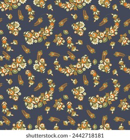 Paisley seamless vector pattern with flowers in indian style.