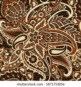 Paisley seamless vector pattern. Indian floral ornament 