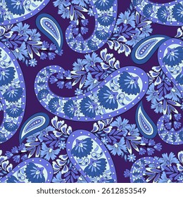 Paisley Seamless Vector Pattern. Indian floral motifs for fabric designs