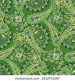 Paisley Seamless Vector Pattern. Indian floral motifs for fabric designs