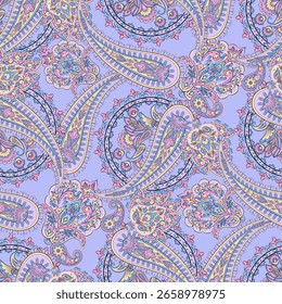 Paisley Seamless Vector Pattern. Indian floral motifs for fabric designs