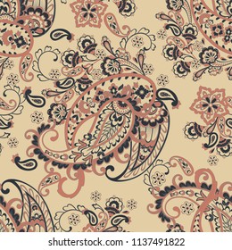 Paisley seamless vector pattern. Vintage background in batik style