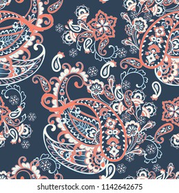 Paisley seamless vector pattern. Vintage background in batik style