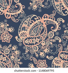 Paisley seamless vector pattern. Vintage background in batik style