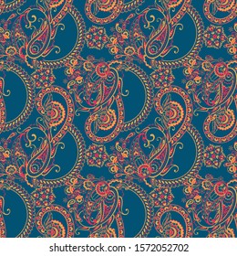 Paisley seamless vector pattern. Vintage background in batik style