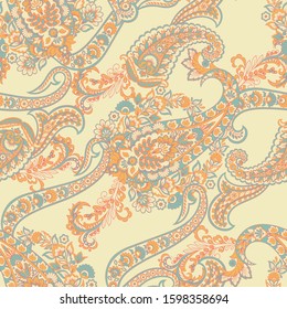 Paisley seamless vector pattern. Vintage background in batik style