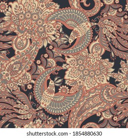 Patrón vectorial transparente. Fondo vintage en estilo batik
