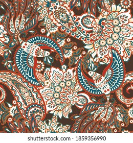Patrón vectorial transparente. Fondo vintage en estilo batik