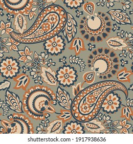 Paisley seamless vector pattern. Vintage background in batik style