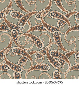 Paisley seamless vector pattern. Vintage background in batik style